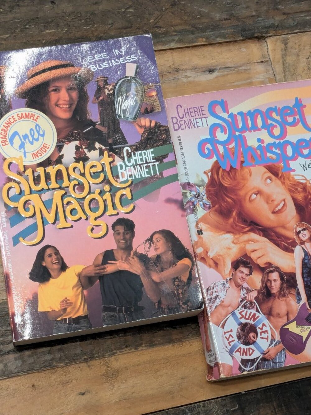 2pk Sunset Whispers/Magic by Cherie Bennett Paperback Book Vintage w/ Sample
